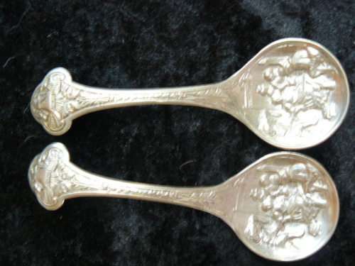 2 X SILVER TONED SPOONS VERY PRETTY AND DETAILED