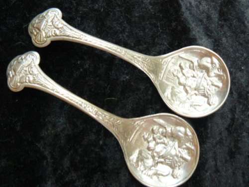 2 X SILVER TONED SPOONS VERY PRETTY AND DETAILED