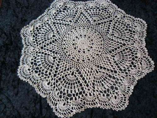 FINE HAND CROCHETED DOILIE 37 CM GOOD CONDITION