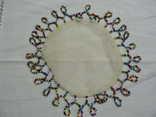 VINTAGE COTTON JUG COVER WH BEADS