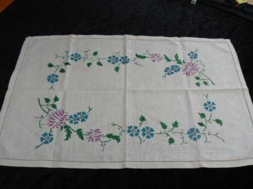 TRAY CLOTH VINTAGE COTTON HAND PAINTED
