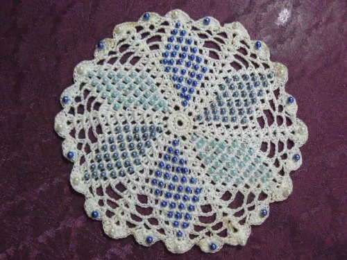 HAND CROCHETED BEADED JUG COVER