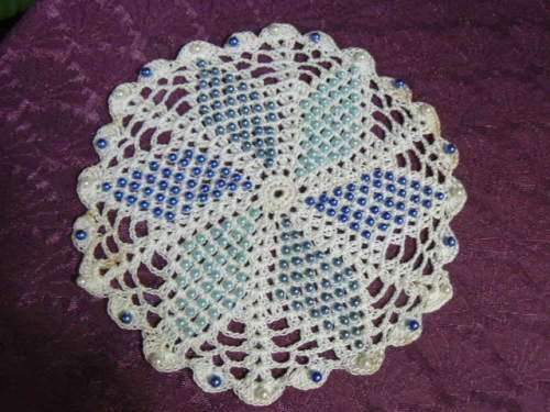 HAND CROCHETED BEADED JUG COVER