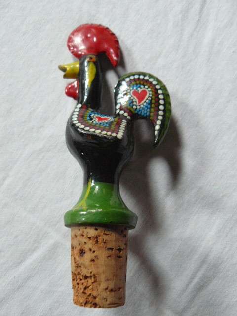 GLASS HAND PAINTES BOTTLE STOPER PORTUGAL 12.3 CM