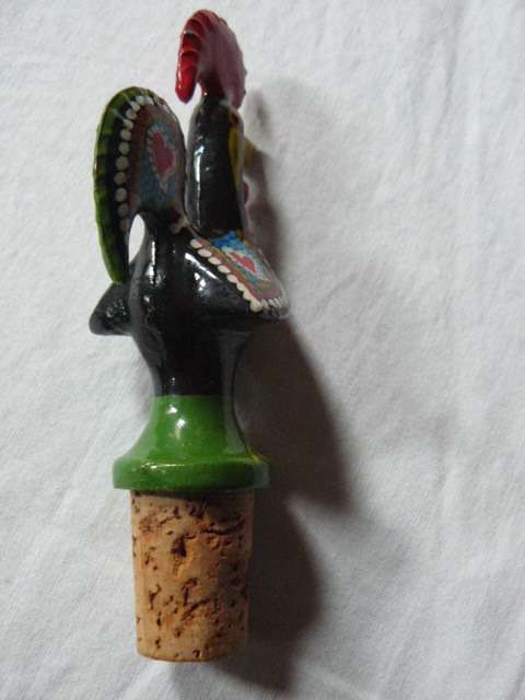 GLASS HAND PAINTES BOTTLE STOPER PORTUGAL 12.3 CM