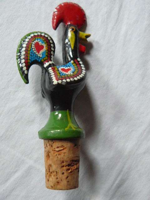 GLASS HAND PAINTES BOTTLE STOPER PORTUGAL 12.3 CM