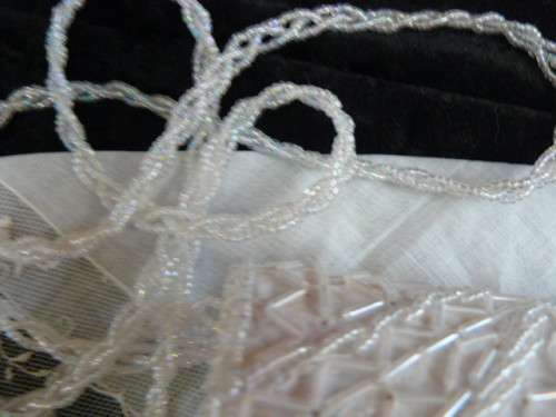 VINTAGE LIKE CLUTCH BAG, VINTAGE COTTON CLUTCH BAG AND SATIN GLOVES