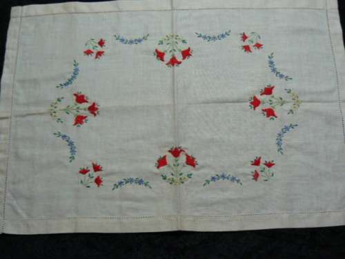 VINTAGE COTTON EMBROIDER TRAY LOTH