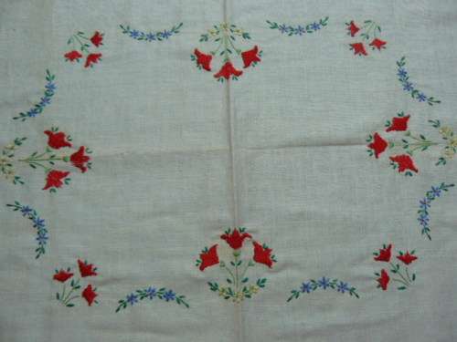 VINTAGE COTTON EMBROIDER TRAY LOTH