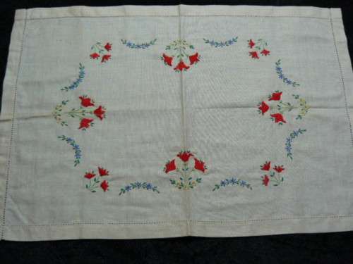 VINTAGE COTTON EMBROIDER TRAY LOTH