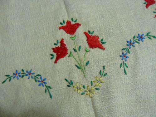 VINTAGE COTTON EMBROIDER TRAY LOTH