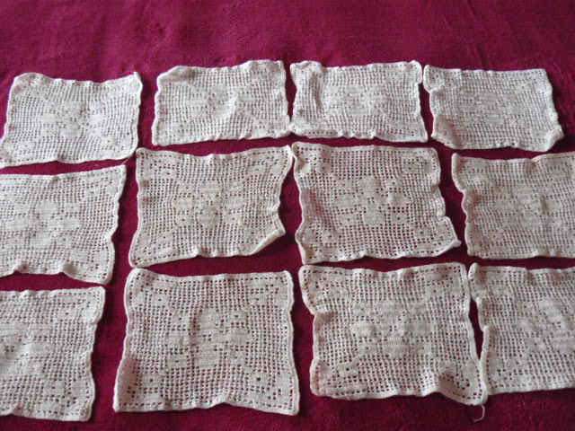 VINTAGE COTTON HAND CROCHETED SQUARES X 24 MORE OR LESS 19 X 20 CM
