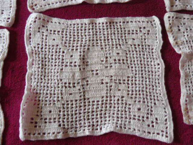 VINTAGE COTTON HAND CROCHETED SQUARES X 24 MORE OR LESS 19 X 20 CM