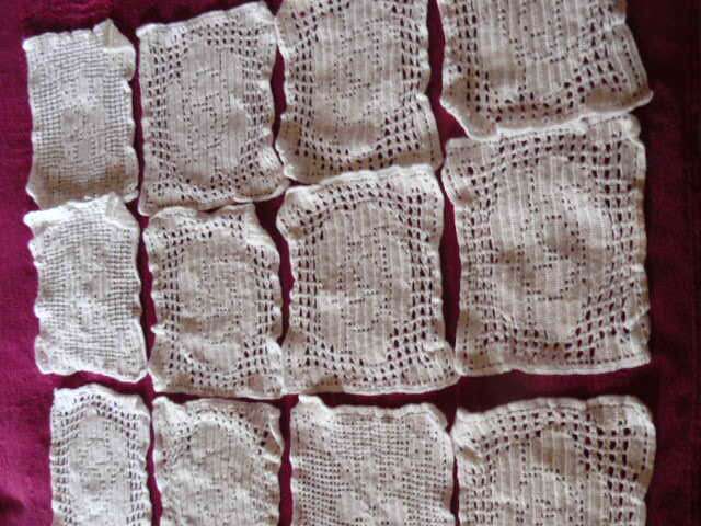 VINTAGE COTTON HAND CROCHETED SQUARES X 24 MORE OR LESS 19 X 20 CM