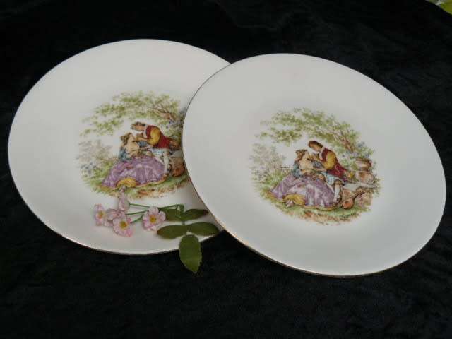 PLATE X 2  24.5 CM CONTINENTAL CHINA MADE IN S A ROMANCE