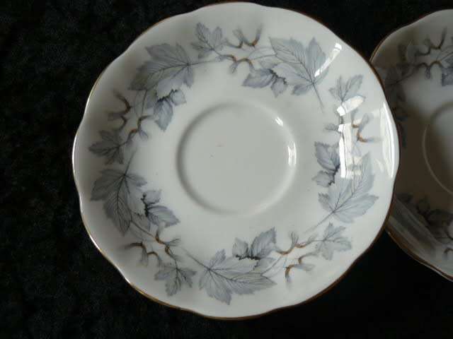 ROYAL ALBERT SOUCERS X 2 SILER MAPLE WITH GOLD RIM