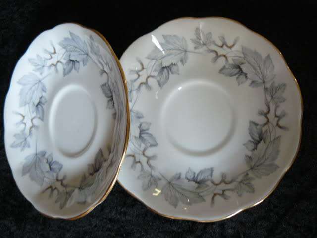 ROYAL ALBERT SOUCERS X 2 SILER MAPLE WITH GOLD RIM
