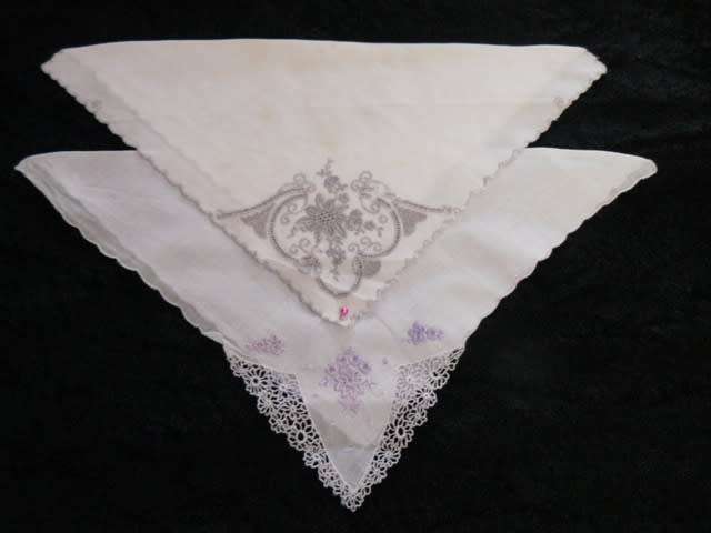2 VERY FINE VINTAGE COTTON HANKIES