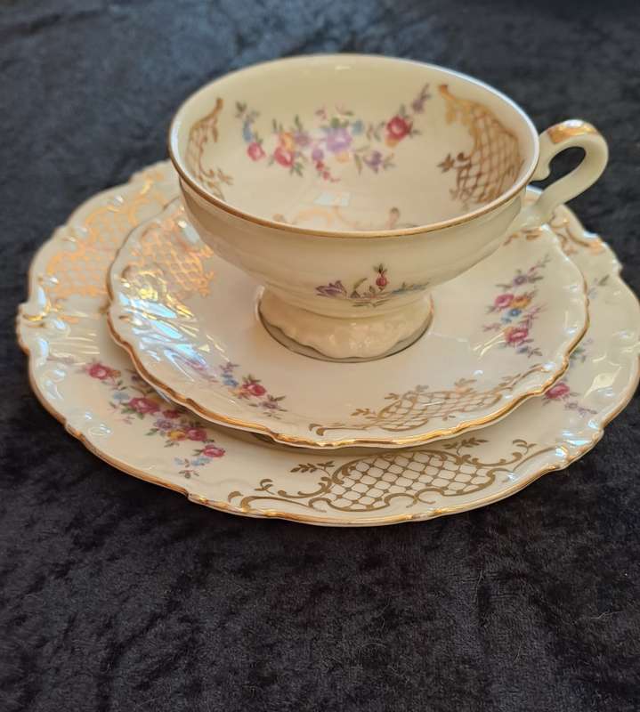 Gorgeous Bavaria Schirnding 1949-1956 porcelain Trio
