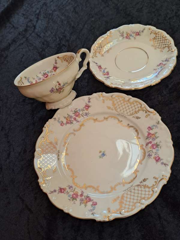 Gorgeous Bavaria Schirnding 1949-1956 porcelain Trio