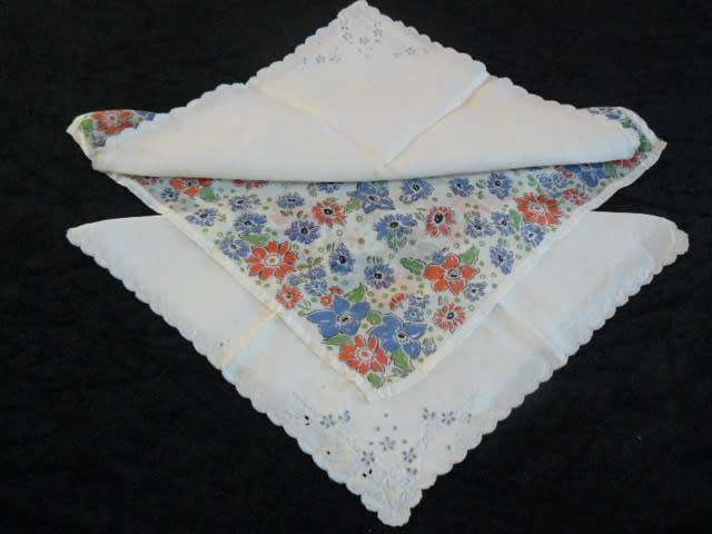 VINTAGE COTTON HANKIES X 3