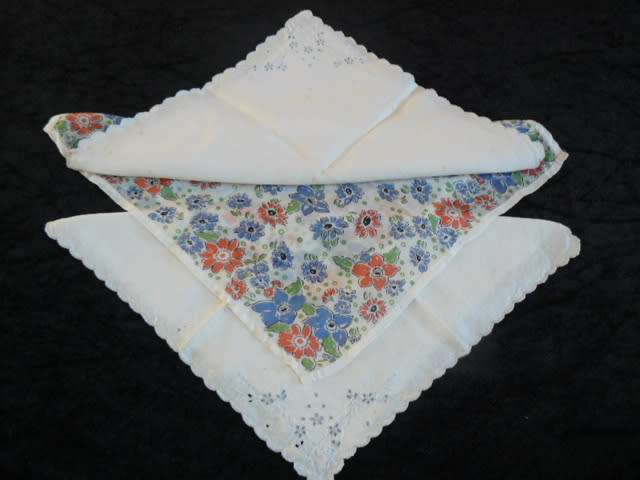 VINTAGE COTTON HANKIES X 3