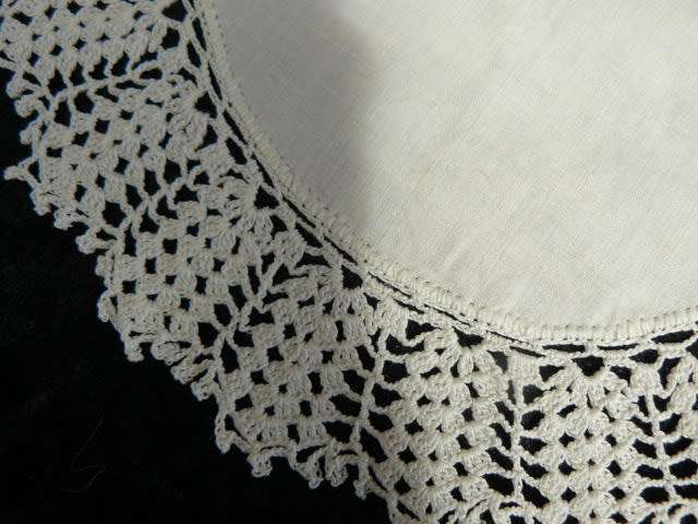 VINTAGE JUG COVER COTTON WITH HAND CROCHETED BORDER 21CM