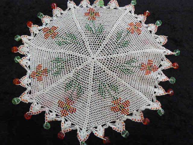 MOST STUNNING VINTAGE JUG COVER HAND MADE GLASS BEADS PLEASE HAVE A  CLOSER LOOK !!!!!!!!