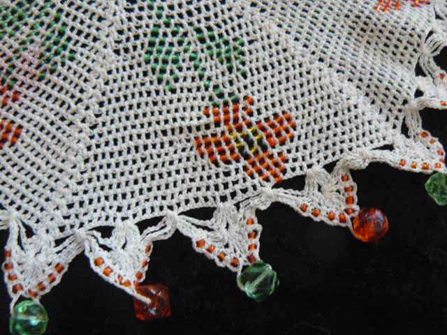 MOST STUNNING VINTAGE JUG COVER HAND MADE GLASS BEADS PLEASE HAVE A  CLOSER LOOK !!!!!!!!