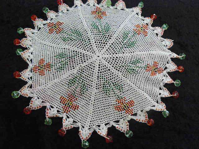 MOST STUNNING VINTAGE JUG COVER HAND MADE GLASS BEADS PLEASE HAVE A  CLOSER LOOK !!!!!!!!