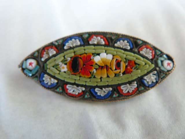 STUNNING ITALIAN MICRO MASAIC BROOCH STAMPED ITALY