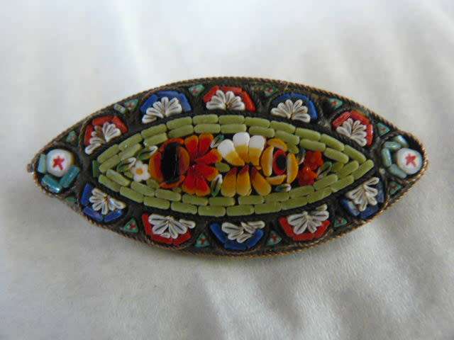 STUNNING ITALIAN MICRO MASAIC BROOCH STAMPED ITALY