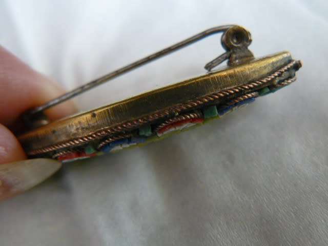 STUNNING ITALIAN MICRO MASAIC BROOCH STAMPED ITALY