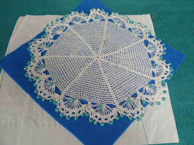 LOVELY HAND CROCHETED BEADED JUG COVER