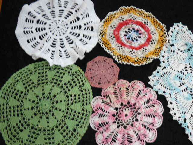 VINTAGE HAND CROCHETED DOILIES  LUCKY DIP LARGEST 29 CM