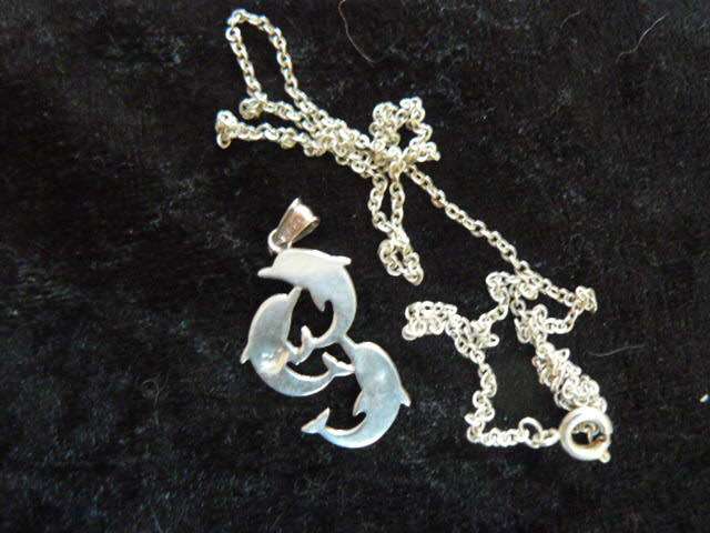 DOLFINE  PENDANT WITH SILVER COLOURED CHAIN46 CM LONG