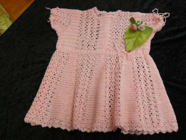 Hand Crocheter Dress with Vintage Cotton