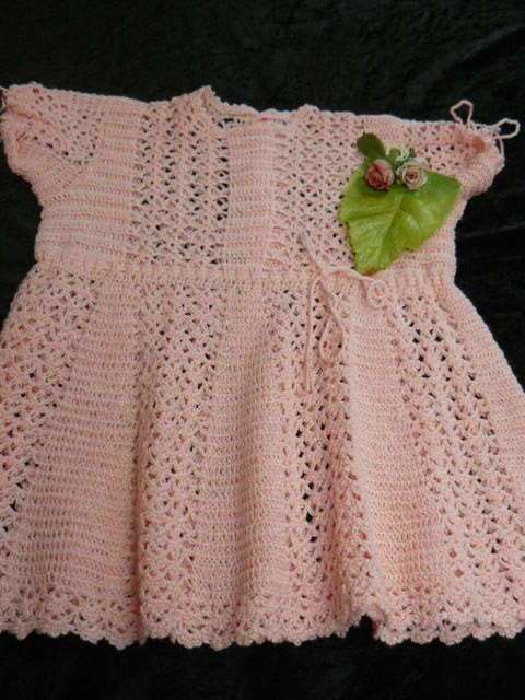Hand Crocheter Dress with Vintage Cotton