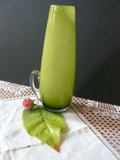 LOVELY GREEN GLASS VASE