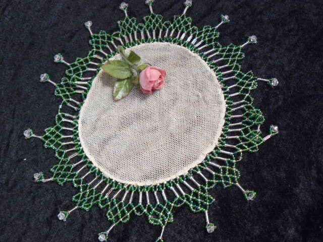 VINTAGE BEADDJUG COVER WITH NET 22 CM