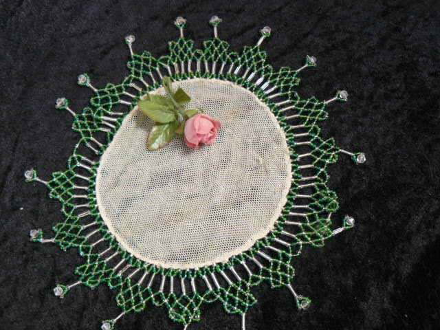 VINTAGE BEADDJUG COVER WITH NET 22 CM