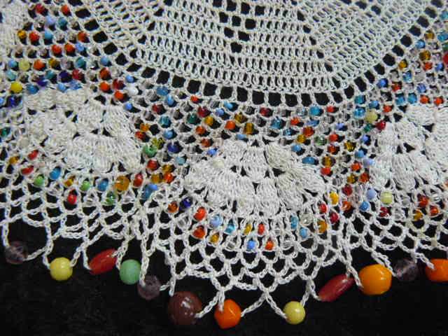 JUG COVER WITH BEADS 21 CM FINE HAND CROCHETED COTTON STUNNING!!!!!!!