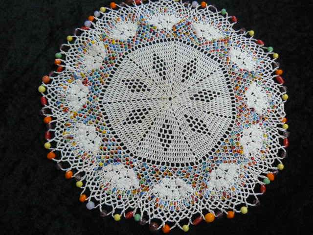 JUG COVER WITH BEADS 21 CM FINE HAND CROCHETED COTTON STUNNING!!!!!!!