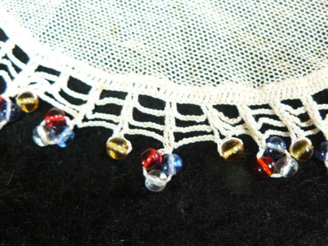 JUG COVER WITH VINTAGE NET AND STUNNING GLASS BEADS