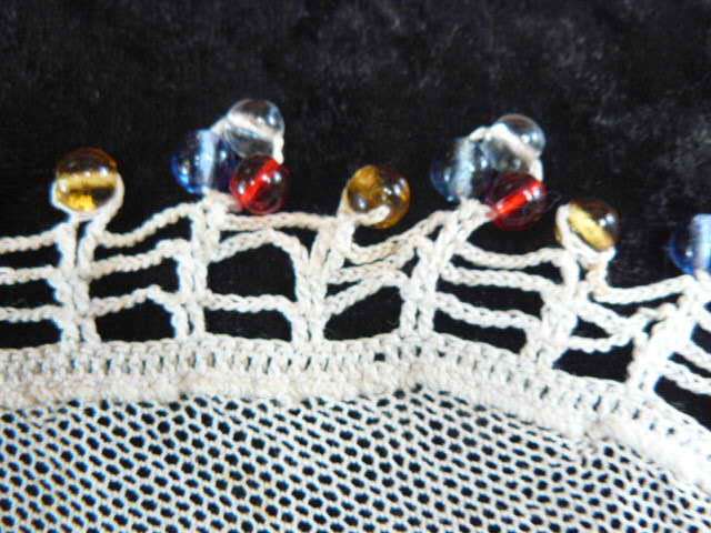 JUG COVER WITH VINTAGE NET AND STUNNING GLASS BEADS