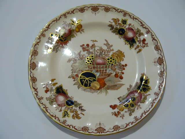 PORCELAIN PLATE MASONS HARVEST GOLD ENGLAND STAMPS