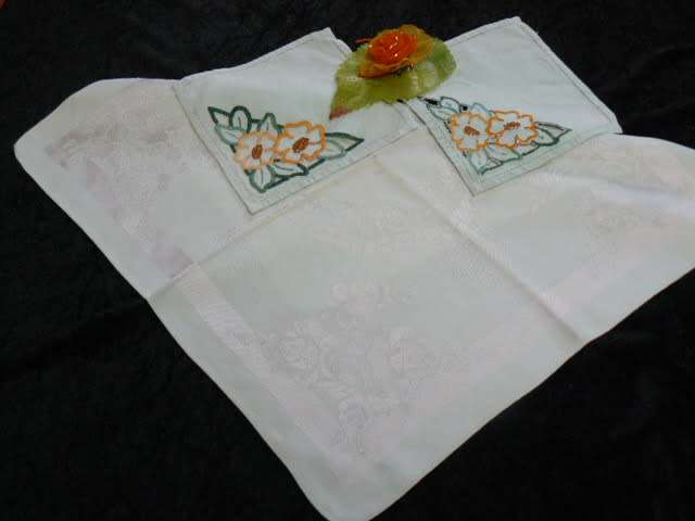 DOILIES X 2 VINTAGE COTTON AND ONE DANMASK SERVIETTE