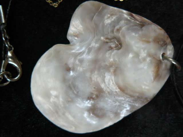 HAND MADE SHELL PENDANT WITH GLASS FLOWER AND EXTRA GOLD TONED CHAIN
