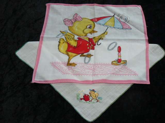 VINTAGE COTTON CHILDRENS HANKIES SO CUTE