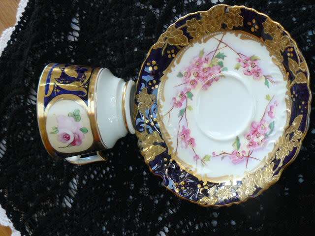 PORCELAIN STAMPED CUP AND SAUCER LOVELY!!!!!